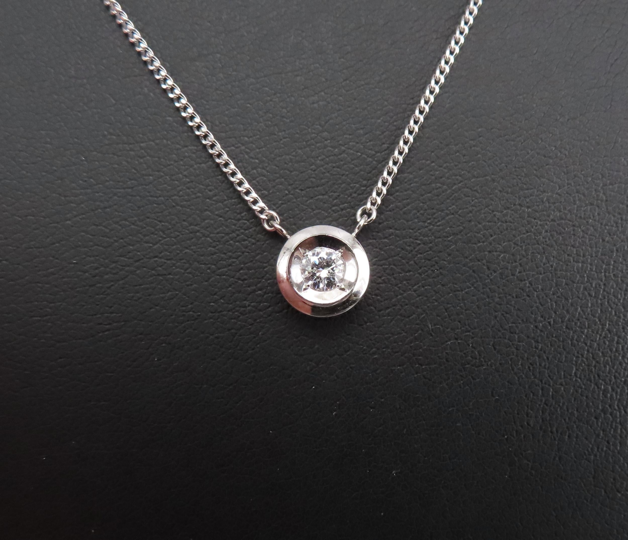 Vintage 0.19ct Round Brilliant Cut Natural Diamond Platinum Chain Necklace