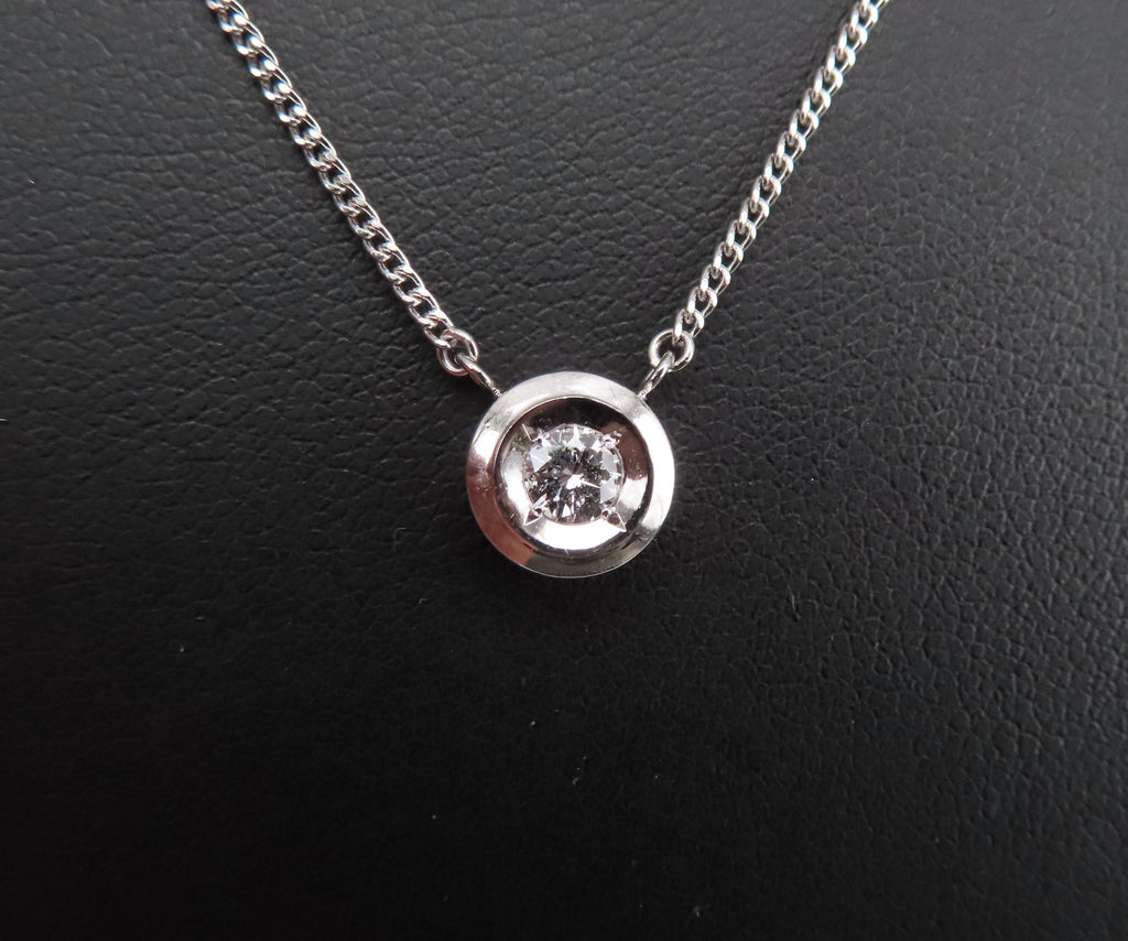 Vintage 0.19ct Round Brilliant Cut Natural Diamond Platinum Chain Necklace