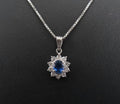 Vintage 0.40ct Royal Blue Sapphire 0.30ct Diamond Halo Platinum Necklace