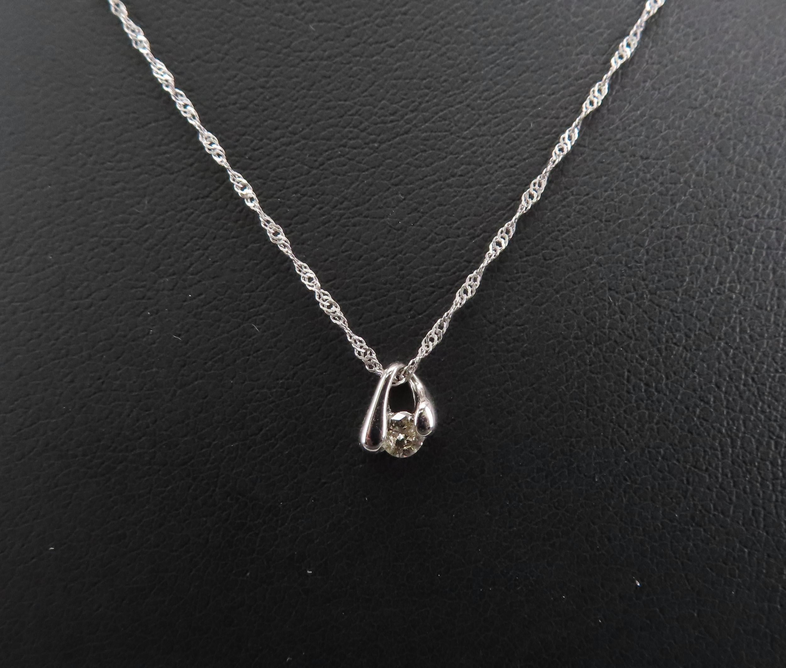 Vintage 0.10ct Diamond & Platinum Double Tear Drop Pendant Necklace