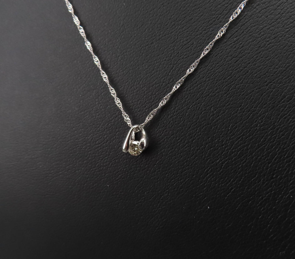 Vintage 0.10ct Diamond & Platinum Double Tear Drop Pendant Necklace