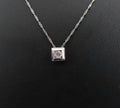 Vintage 0.10ct Round Natural Diamond Platinum Box Pendant Chain Necklace