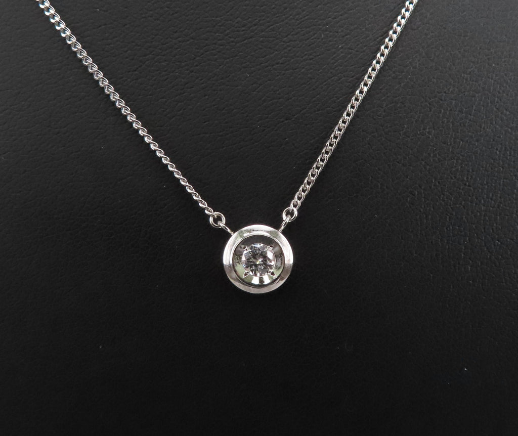Vintage 0.19ct Round Brilliant Cut Natural Diamond Platinum Chain Necklace