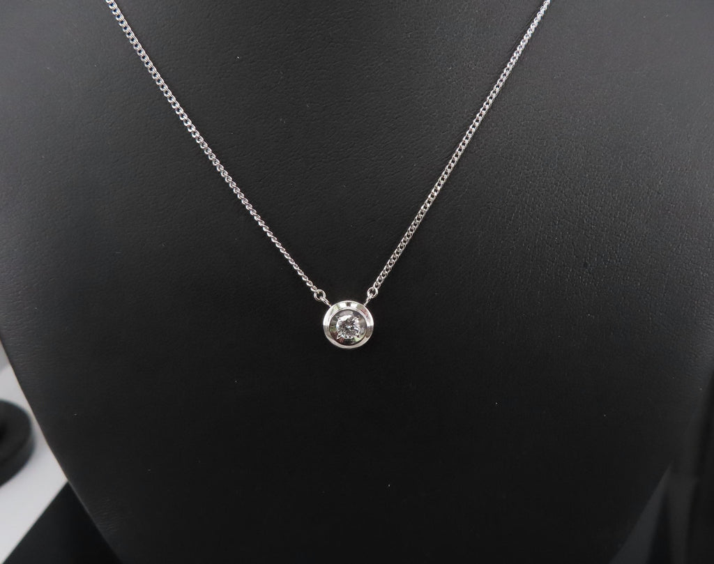 Vintage 0.19ct Round Brilliant Cut Natural Diamond Platinum Chain Necklace