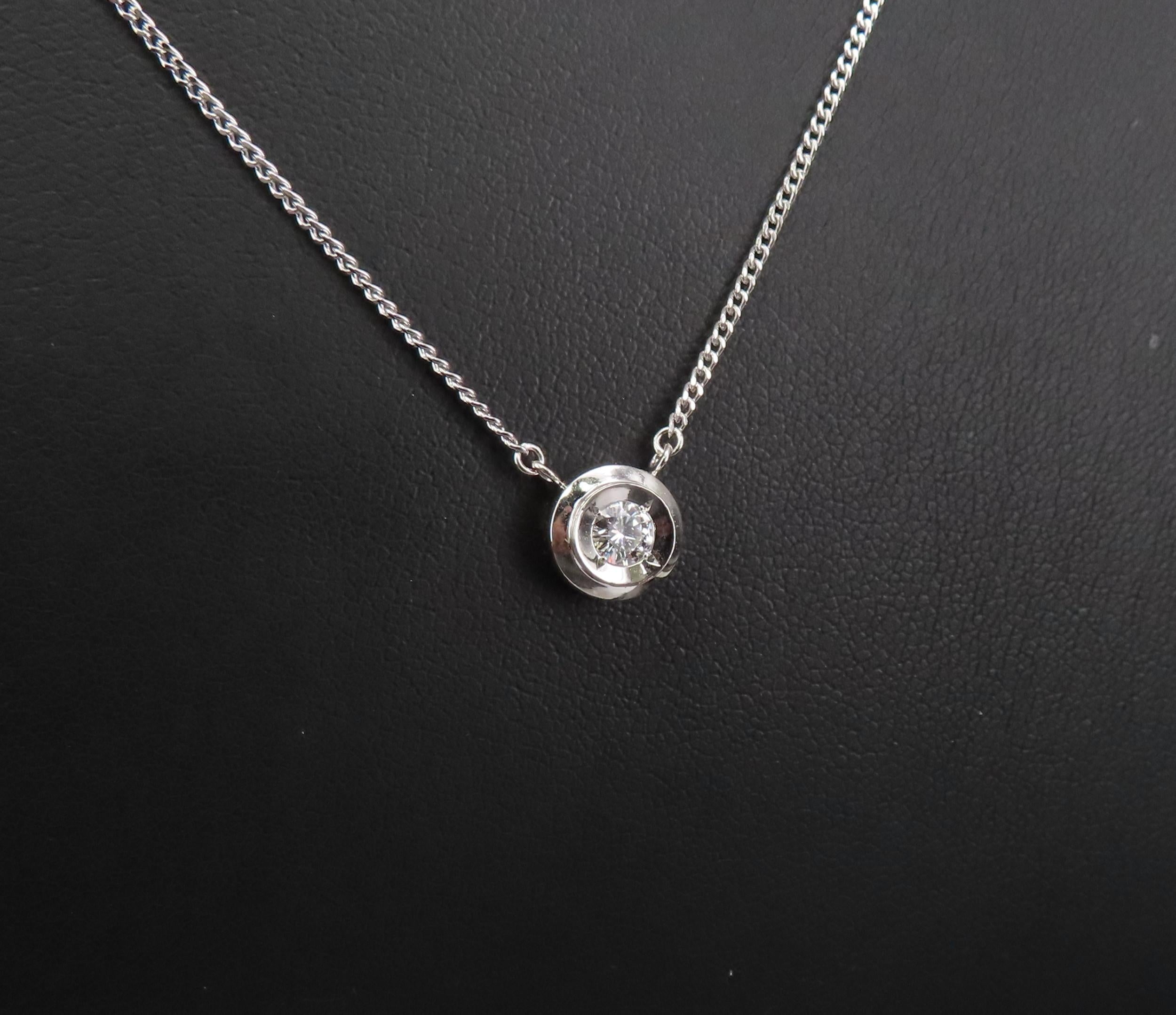 Vintage 0.19ct Round Brilliant Cut Natural Diamond Platinum Chain Necklace