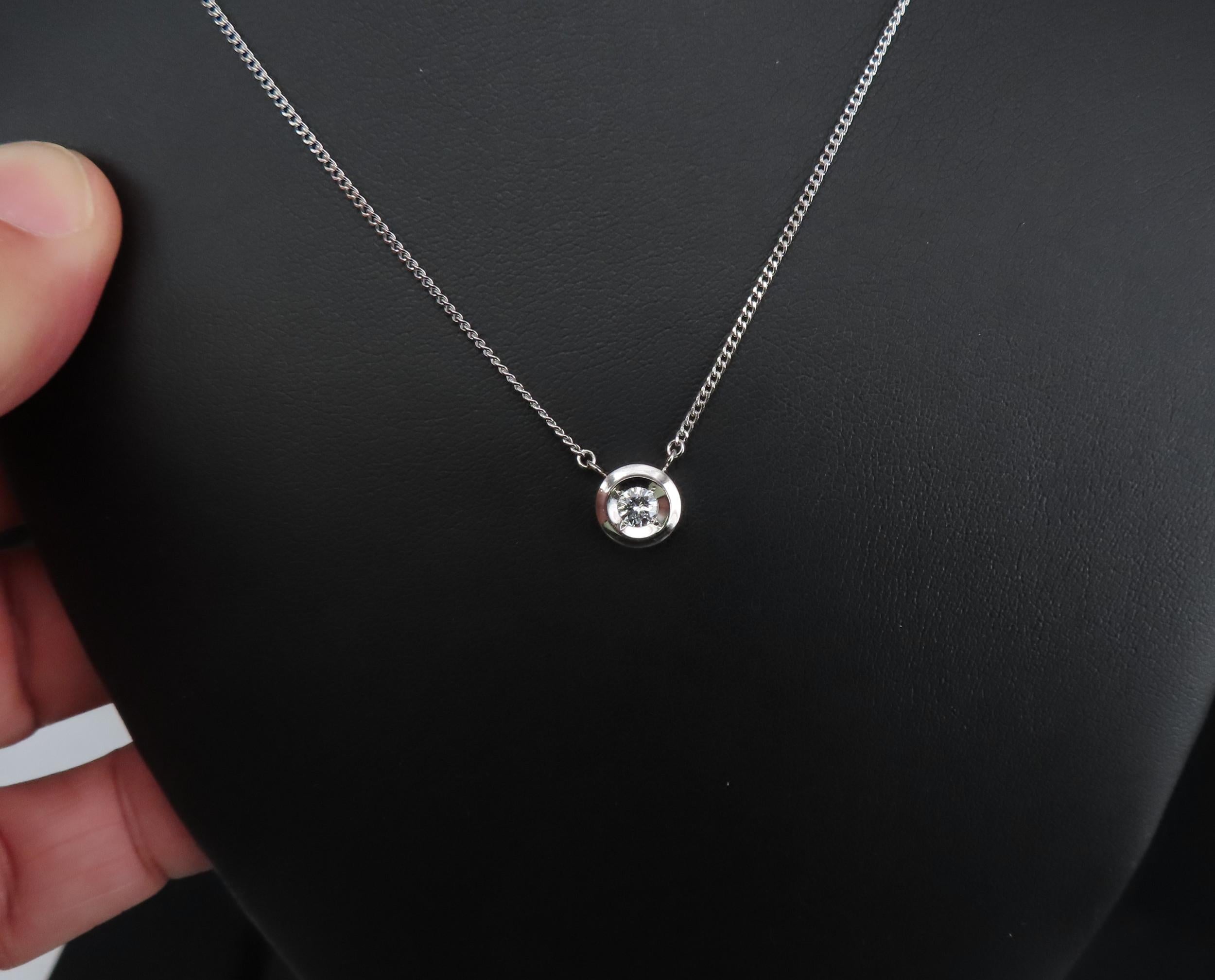 Vintage 0.19ct Round Brilliant Cut Natural Diamond Platinum Chain Necklace