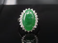 5.95ct Natural Green Jadeite Jade 0.75ct Diamond Platinum Ring Size 8.5