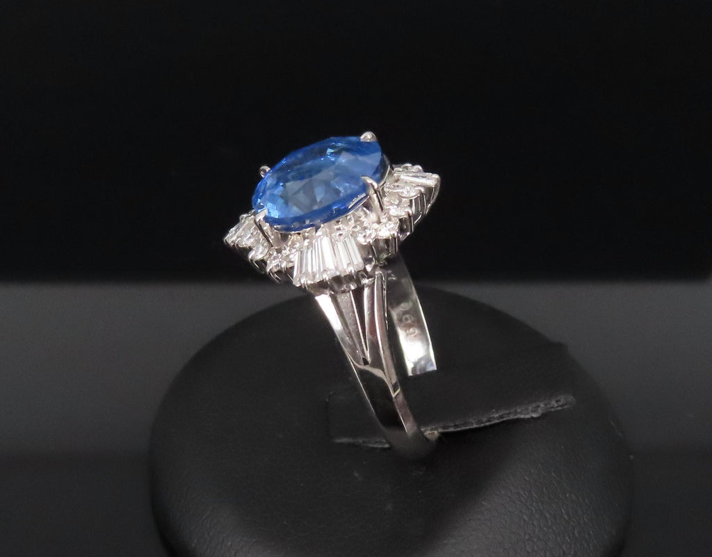 GIA 5.14ct Cornflower Blue Sapphire & 0.69ct Diamond Platinum Ring, Size 5.75