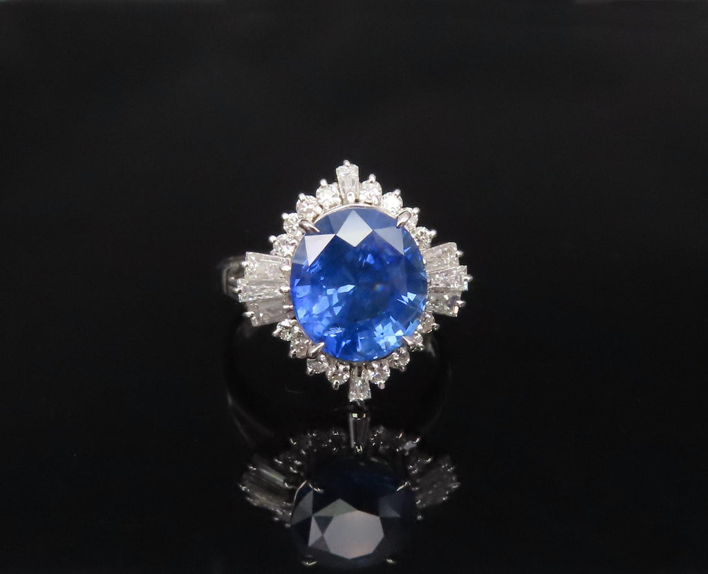 GIA 5.14ct Cornflower Blue Sapphire & 0.69ct Diamond Platinum Ring, Size 5.75