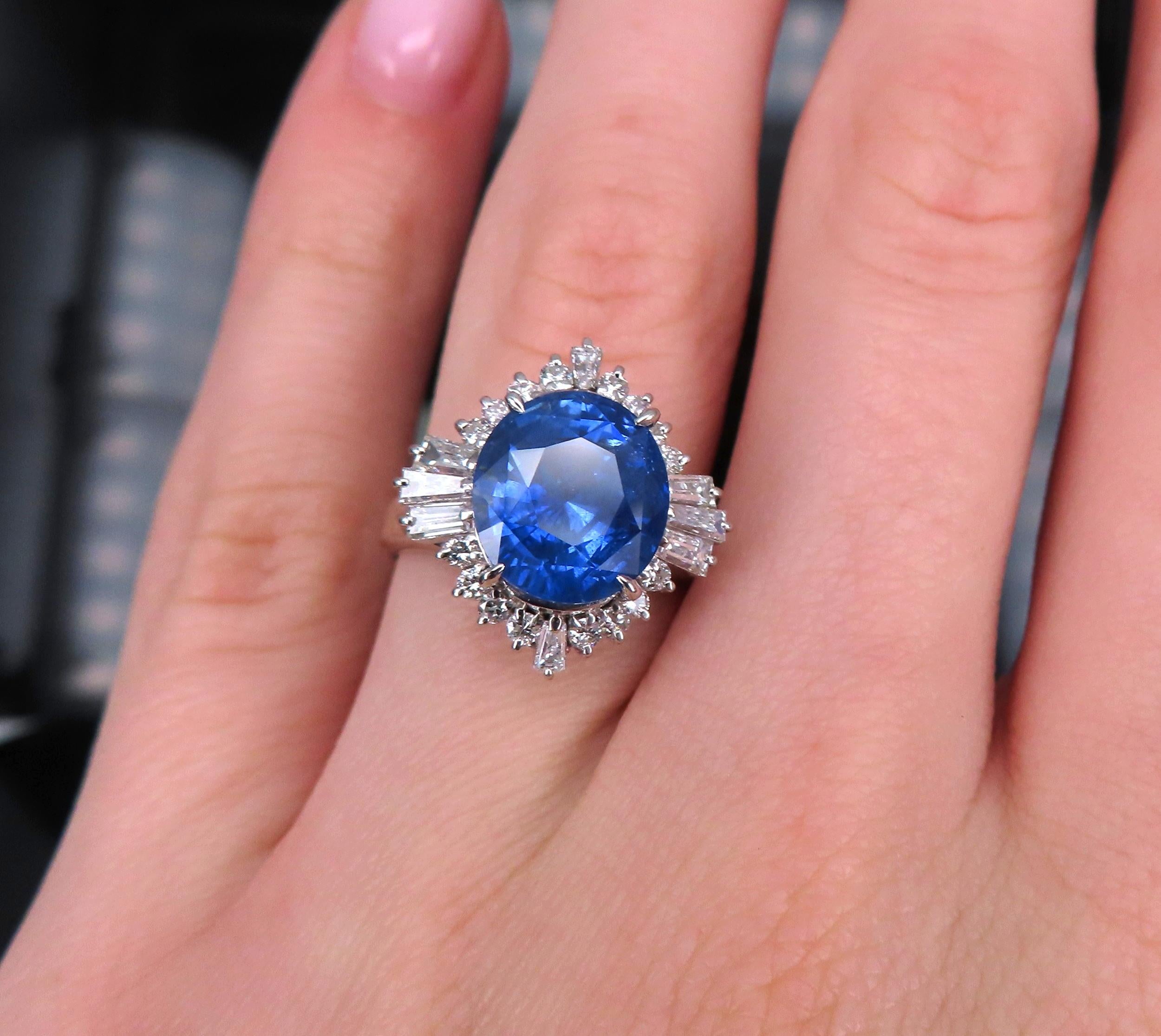 GIA 5.14ct Cornflower Blue Sapphire & 0.69ct Diamond Platinum Ring, Size 5.75