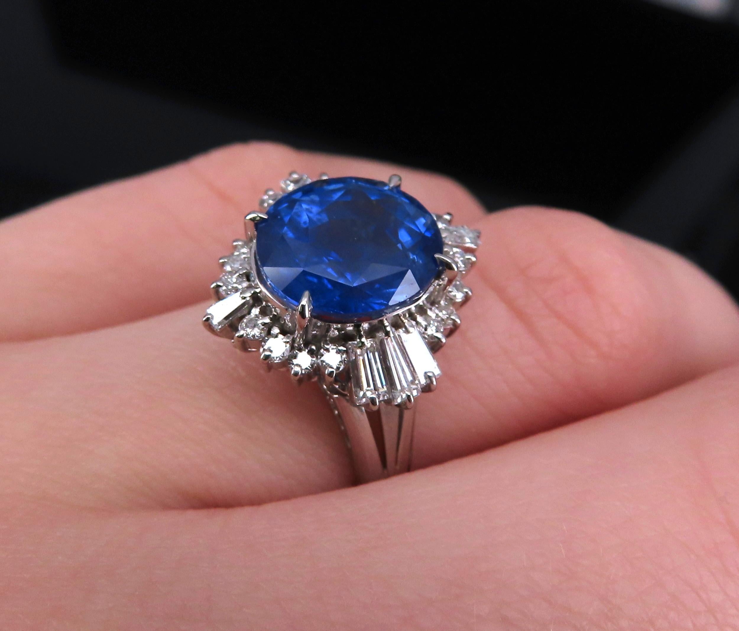 GIA 5.14ct Cornflower Blue Sapphire & 0.69ct Diamond Platinum Ring, Size 5.75