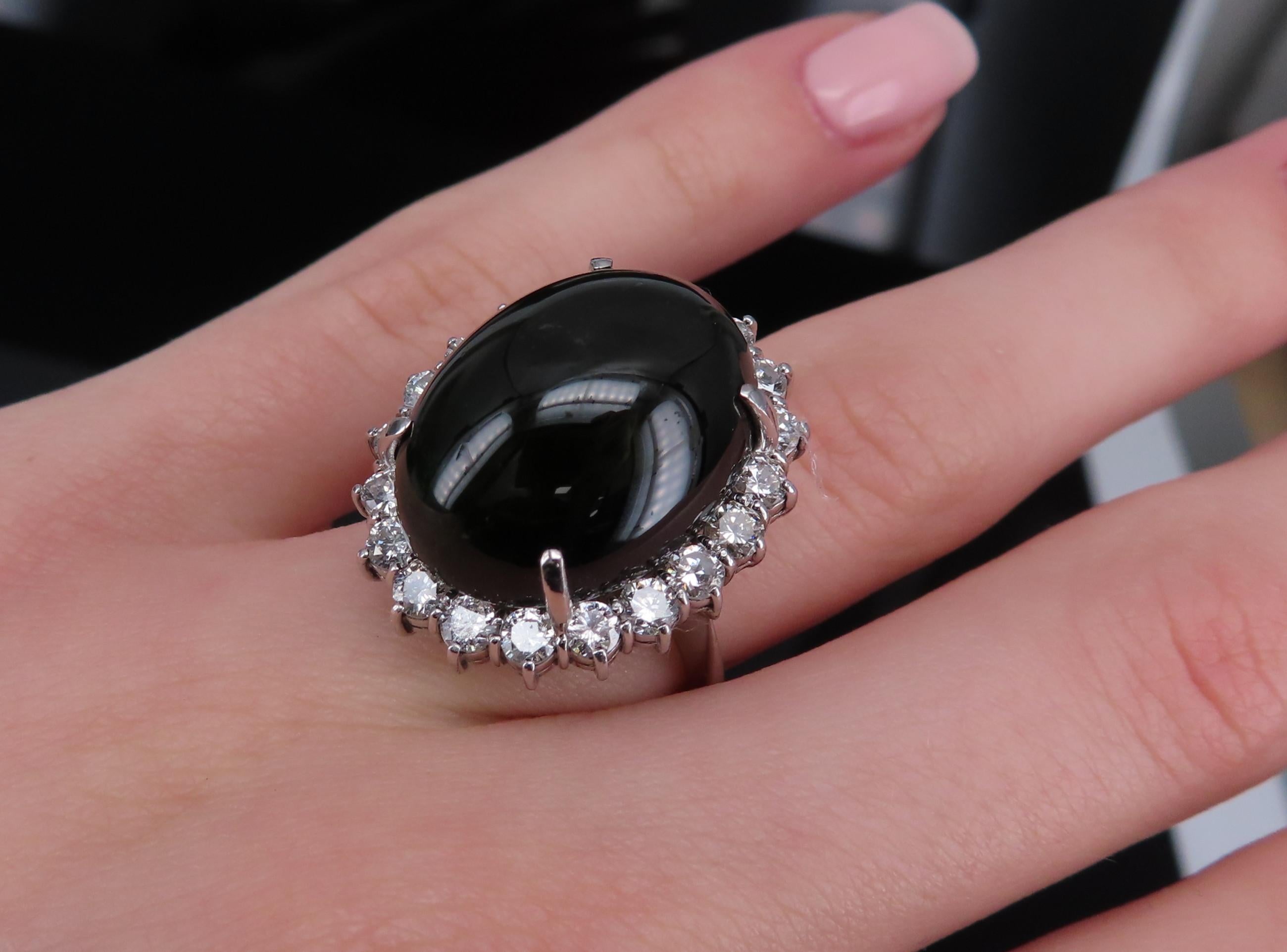 Massive 26.18ct Green Tourmaline 1.83ct Diamond 18K White Gold Ring Size 4.75