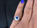 Vintage 0.50ct Blue Sapphire & 0.19ct Diamond Platinum Cocktail Ring Size 4.25