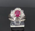Fine 0.77ct Intense Red Ruby & 0.35ct Diamond Platinum Cocktail Ring Size 6.75