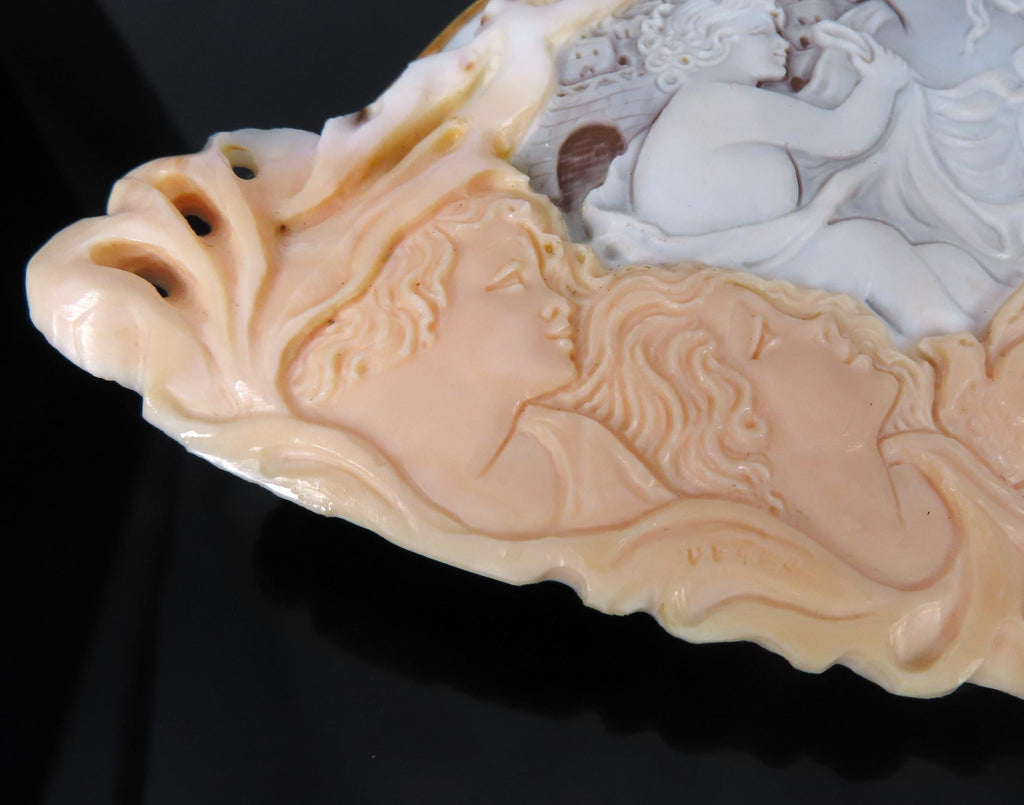 Gigantic Masterpiece 4x5.5 Inch Shell Cameo 18K Yellow Gold Pendant Brooch 110g