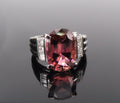 Fine 4.58ct Pink Tourmaline & 0.44ct Asscher Cut Diamond Platinum Ring Size 6