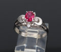 Vintage 0.57ct Ruby & 0.08ct Diamond Platinum Handmade Ring, Size 6.25
