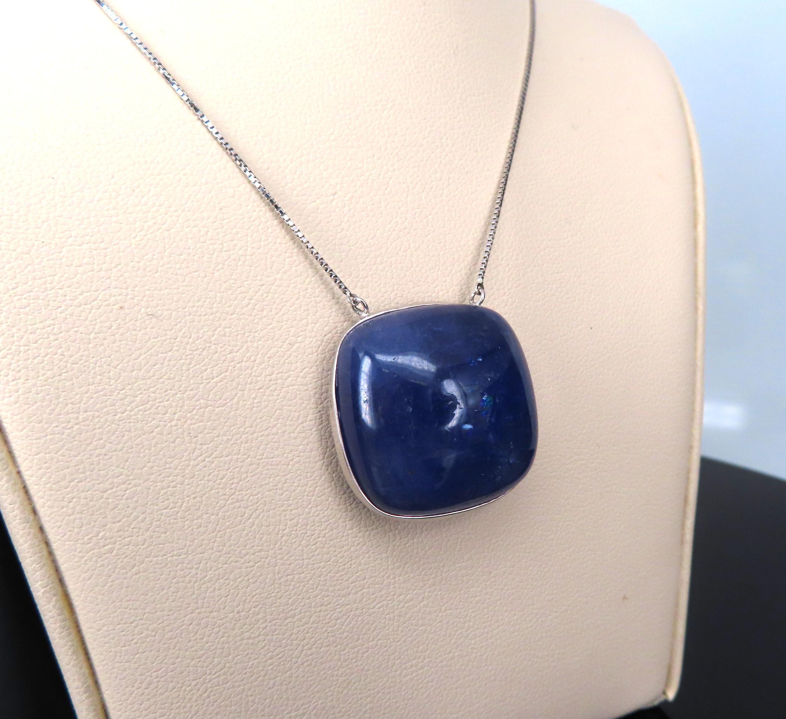 Estate 59.61ct Sugarloaf Cut Tanzanite Platinum & 18K White Gold Necklace, 14.4g