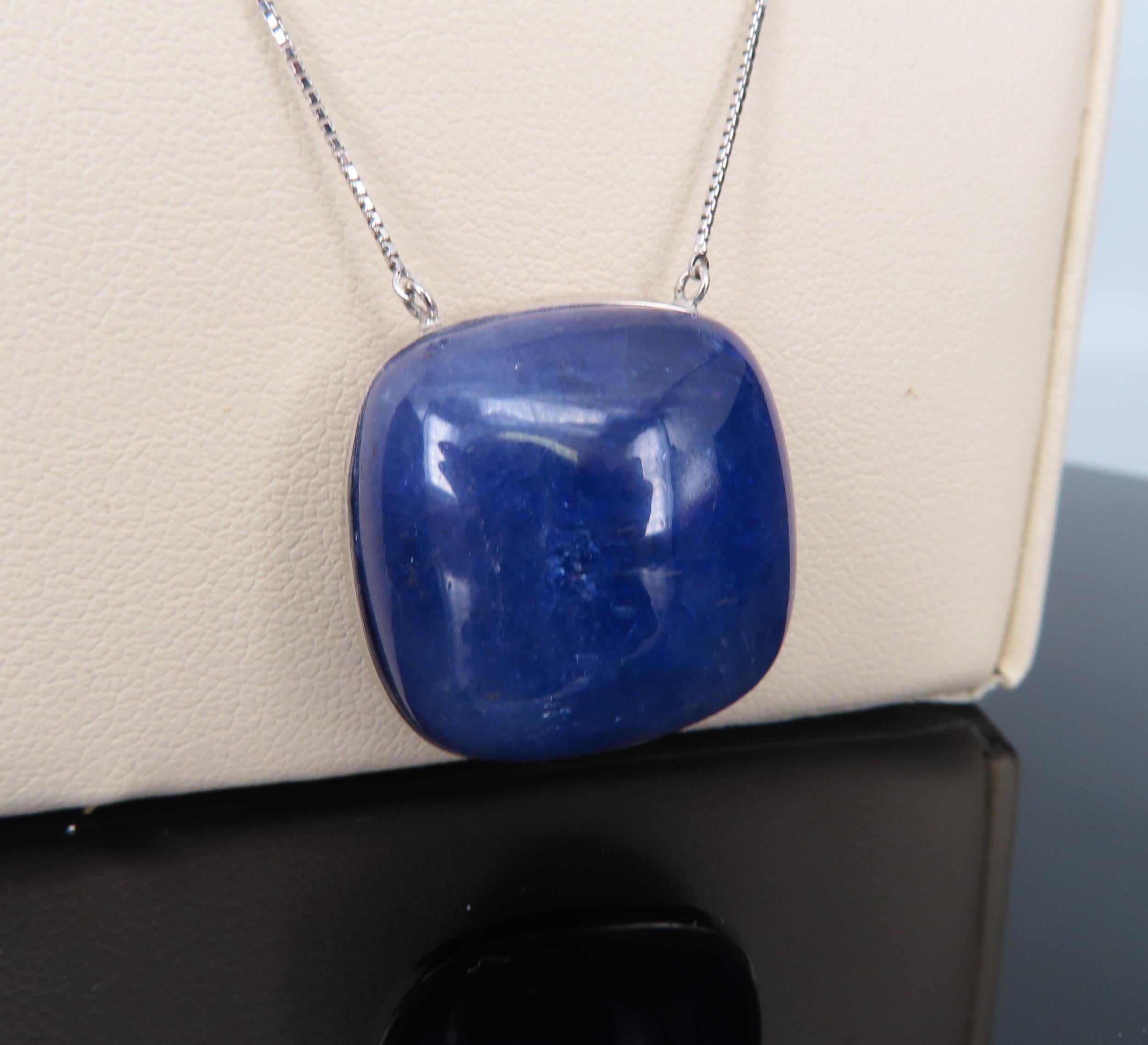 Estate 59.61ct Sugarloaf Cut Tanzanite Platinum & 18K White Gold Necklace, 14.4g