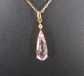 Vintage 1.11ct Natural Morganite & 0.01ct Diamond 18K Yellow Gold Necklace
