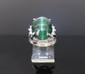 8.05ct Natural Cat's Eye Green Tourmaline 0.26ct Diamond Platinum Ring Size 6.75