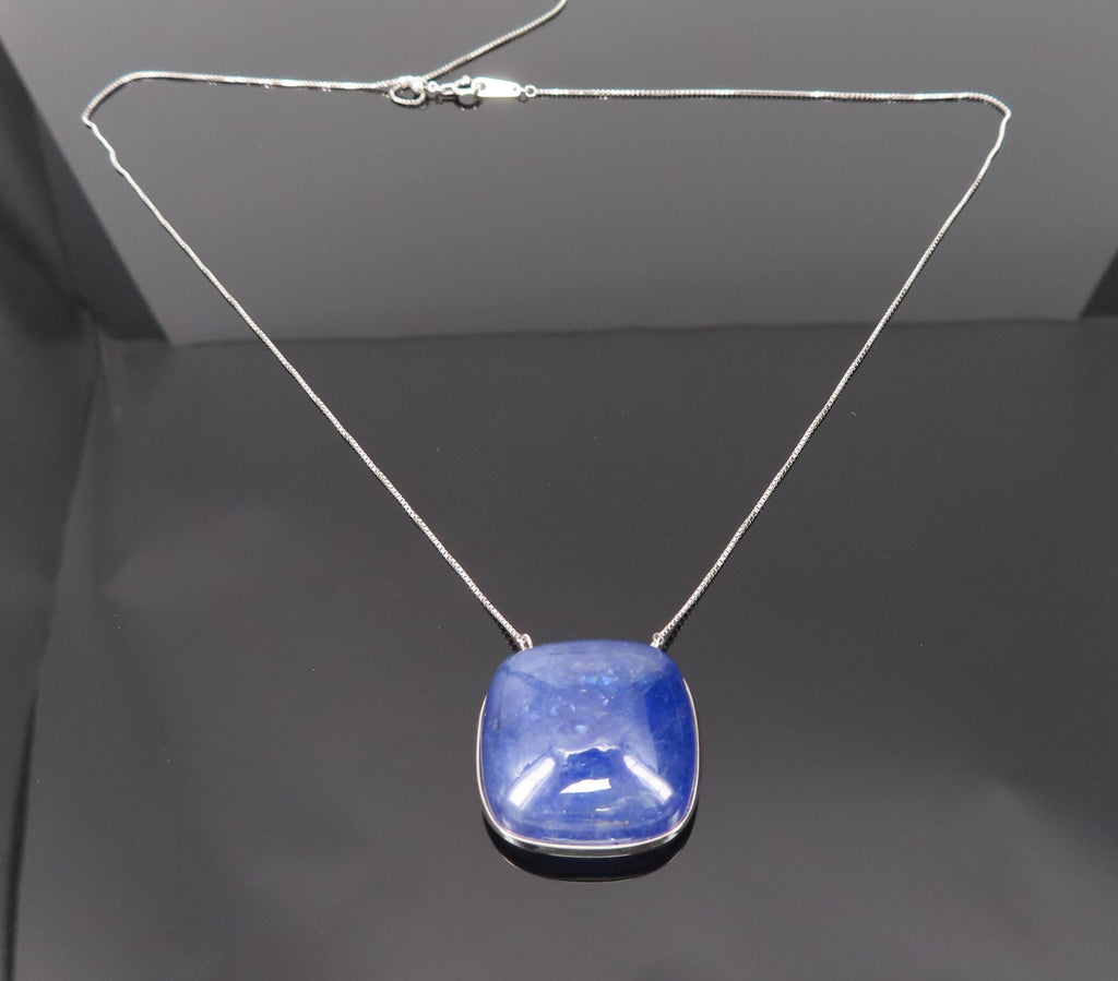 Estate 59.61ct Sugarloaf Cut Tanzanite Platinum & 18K White Gold Necklace, 14.4g