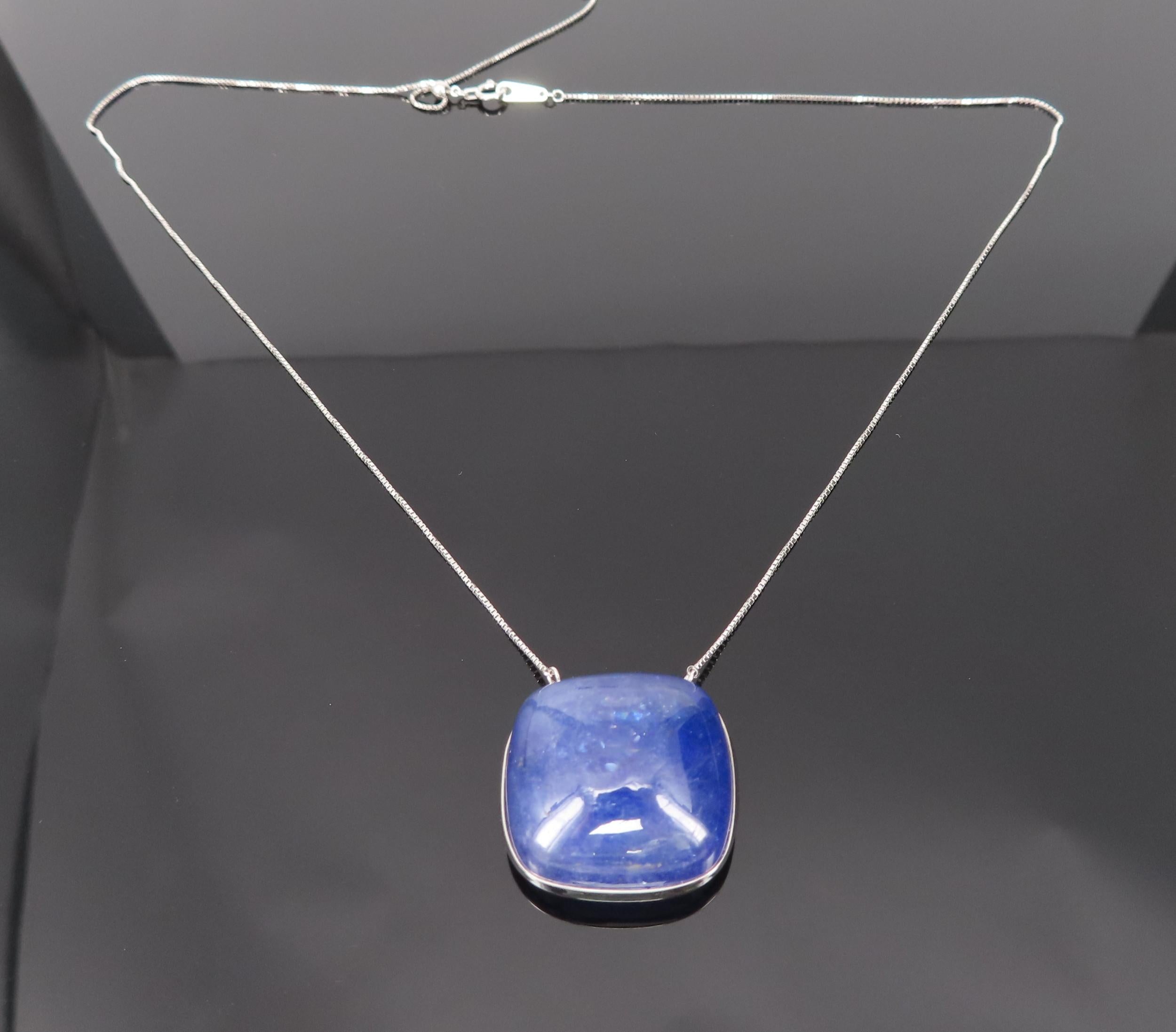 Estate 59.61ct Sugarloaf Cut Tanzanite Platinum & 18K White Gold Necklace, 14.4g