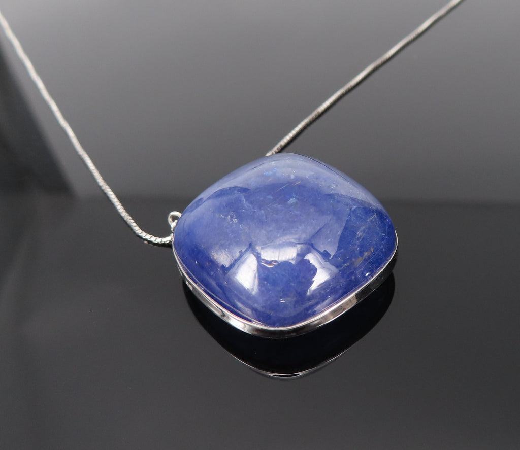 Estate 59.61ct Sugarloaf Cut Tanzanite Platinum & 18K White Gold Necklace, 14.4g