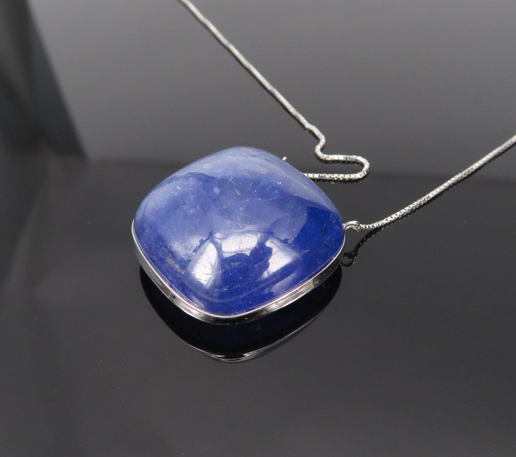 Estate 59.61ct Sugarloaf Cut Tanzanite Platinum & 18K White Gold Necklace, 14.4g