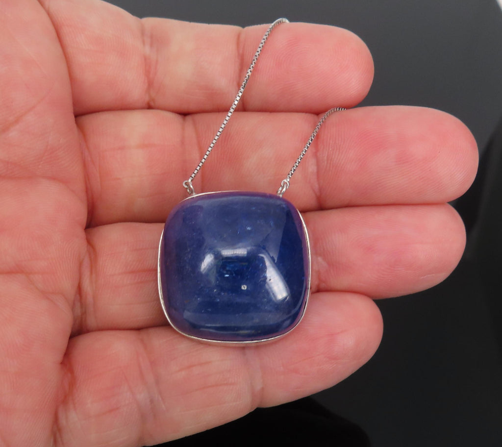 Estate 59.61ct Sugarloaf Cut Tanzanite Platinum & 18K White Gold Necklace, 14.4g