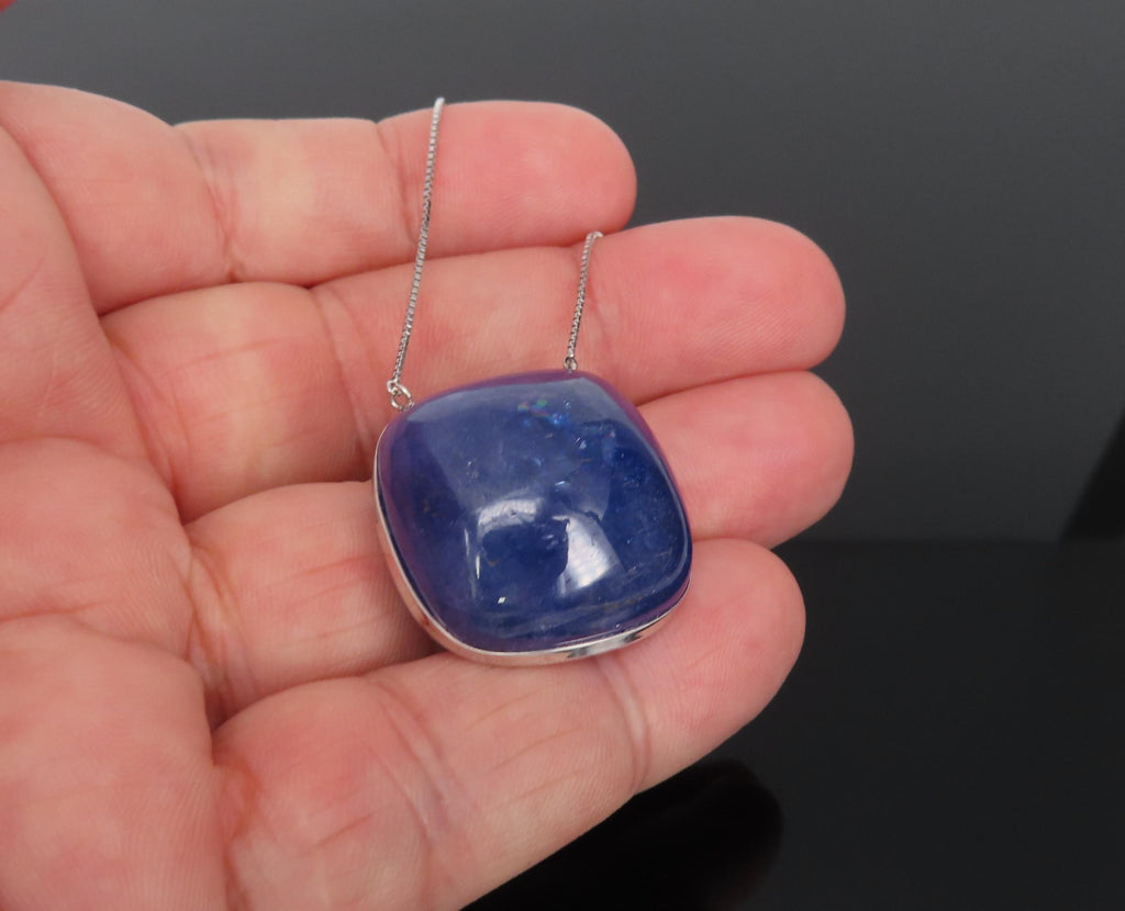 Estate 59.61ct Sugarloaf Cut Tanzanite Platinum & 18K White Gold Necklace, 14.4g