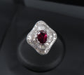 1.38ct GIA Thai No Heat Ruby & 1.43ct Diamond Platinum Cocktail Ring, Size 6.5