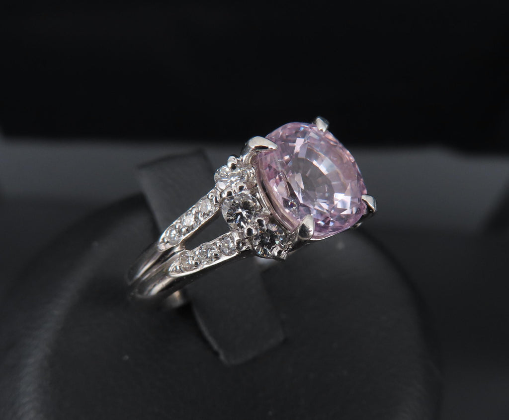 Fine 2.40ct GIA Certified Pink Sapphire & 0.34ct Diamond Platinum Ring Size 5