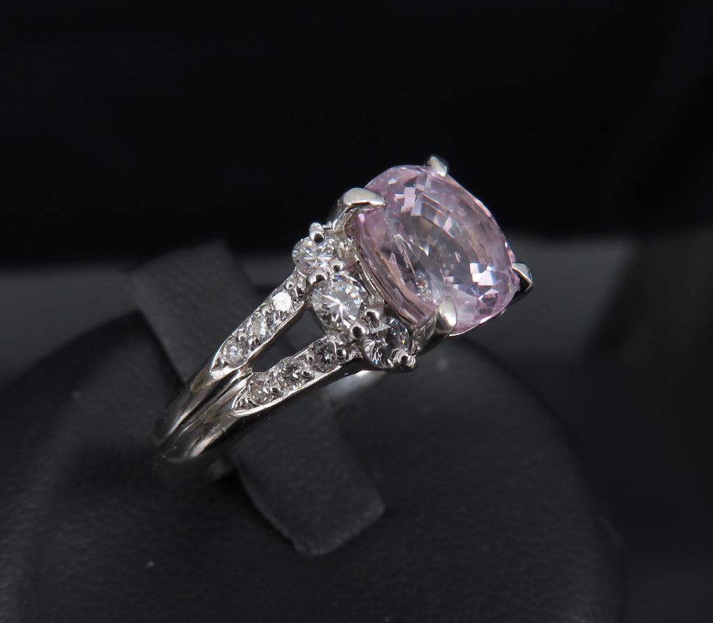 Fine 2.40ct GIA Certified Pink Sapphire & 0.34ct Diamond Platinum Ring Size 5
