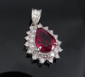 Fine 2.61ct Intense Red Rubellite Tourmaline & 1.03ct Diamond Platinum Pendant