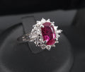 Vintage 1.02ct Intense Red Ruby & 0.31ct Diamond Platinum Cocktail Ring Size 7
