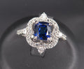1.47ct Royal Blue GIA Certified Sapphire 0.48ct Diamond Platinum Ring, Size 6.5