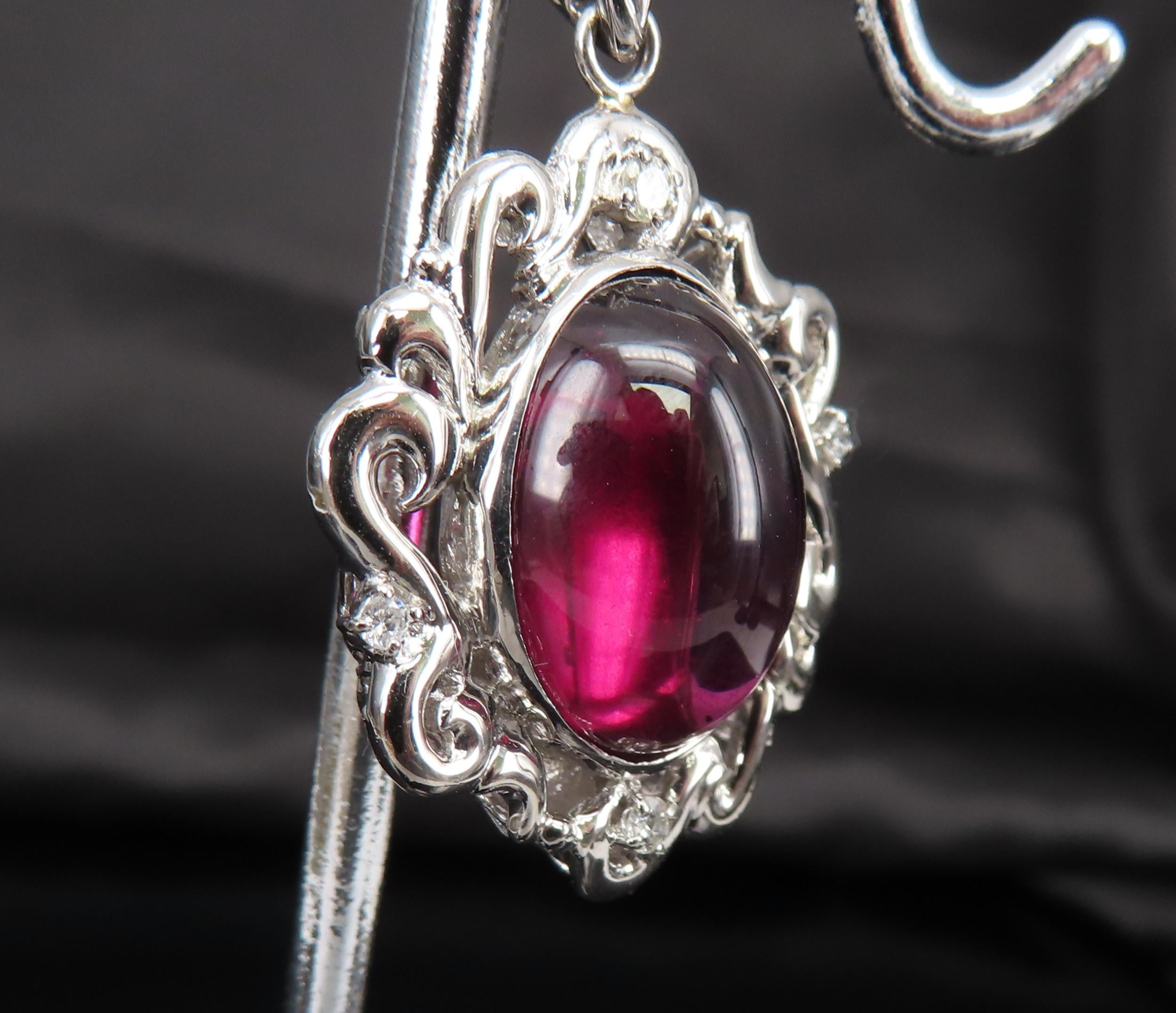 13.45ct GIA Certified Rhodolite Garnet & 0.12ct Diamond Platinum Pendant, 10.7g