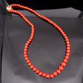 8.6mm Intense Red Natural Untreated Ox Blood Coral 14K Gold 16.5" Necklace 23.4g