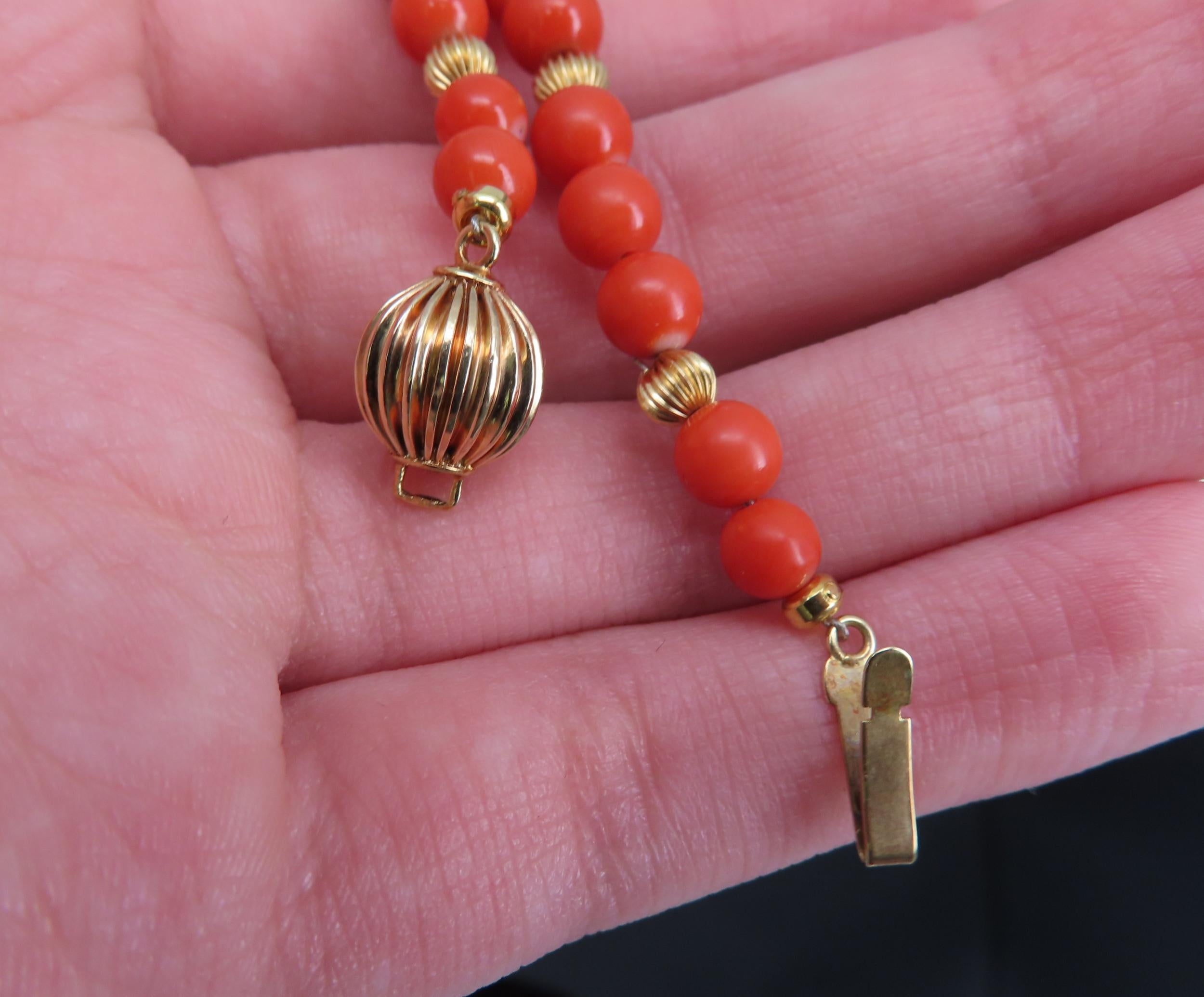 Vintage 12.5-5mm Natural Untreated Coral 14K Yellow Gold 22.5" Necklace 45.5g