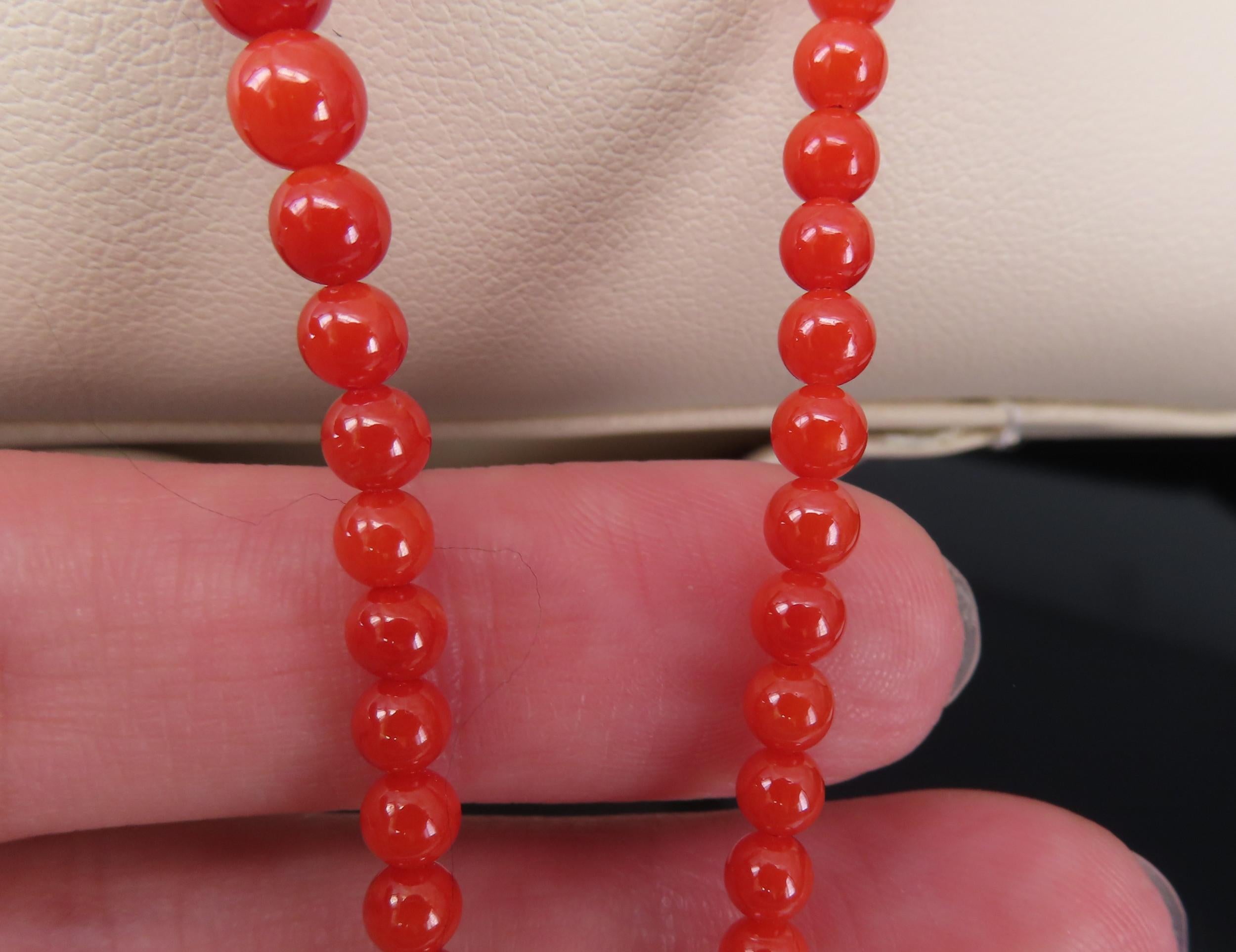 Fine 3.6-9.3mm Natural Untreated Ox Blood Coral 14K Yellow Gold 16.5" Necklace