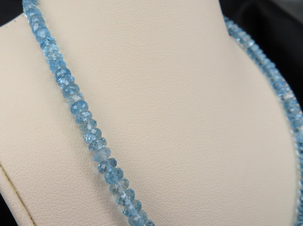 Estate 40ct 4.7mm Natural Aquamarine Bead 17" Sterling Silver Necklace, 12.9g