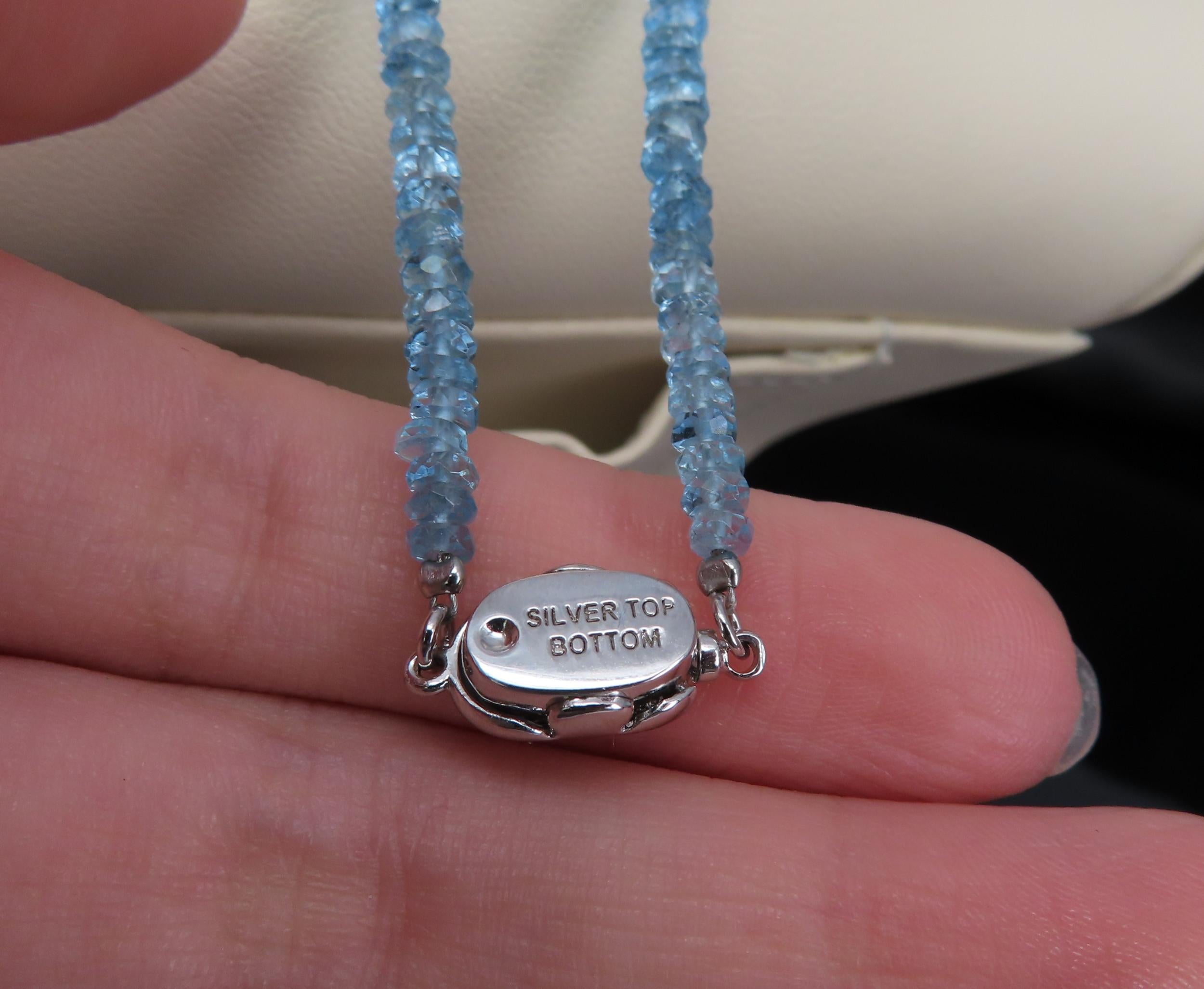 Estate 40ct 4.7mm Natural Aquamarine Bead 17" Sterling Silver Necklace, 12.9g