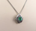 Vintage 0.30ct Colombian Emerald & 0.04ct Diamond Platinum 16 Inch Necklace