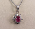 Vintage 0.30ct Ruby & 0.06ct Diamond Platinum 16 Inch Snowflake Necklace
