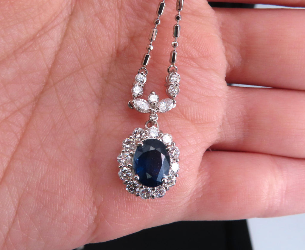 Fine 2.50ct GIA Certified Sapphire & 1.28ct Diamond Platinum Necklace
