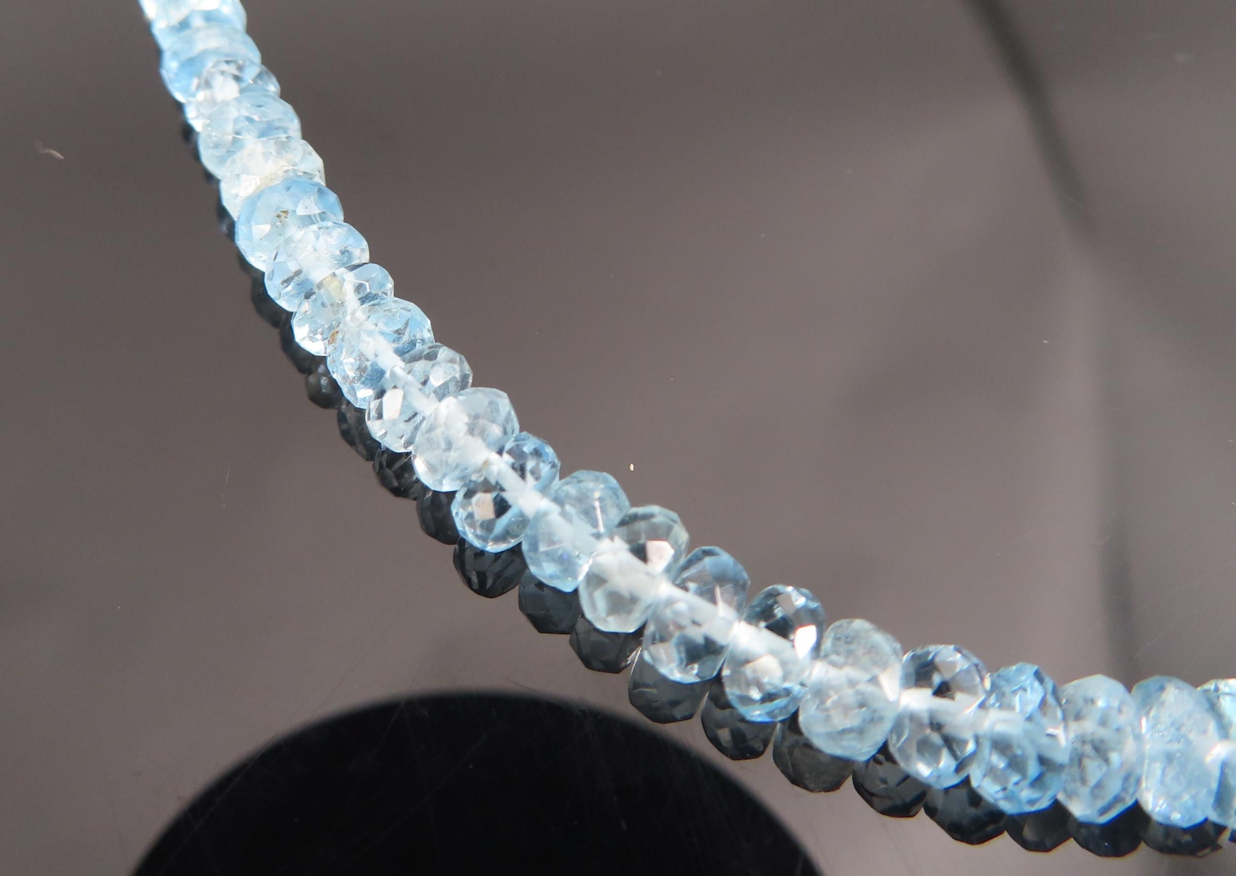 Estate 40ct 4.7mm Natural Aquamarine Bead 17" Sterling Silver Necklace, 12.9g