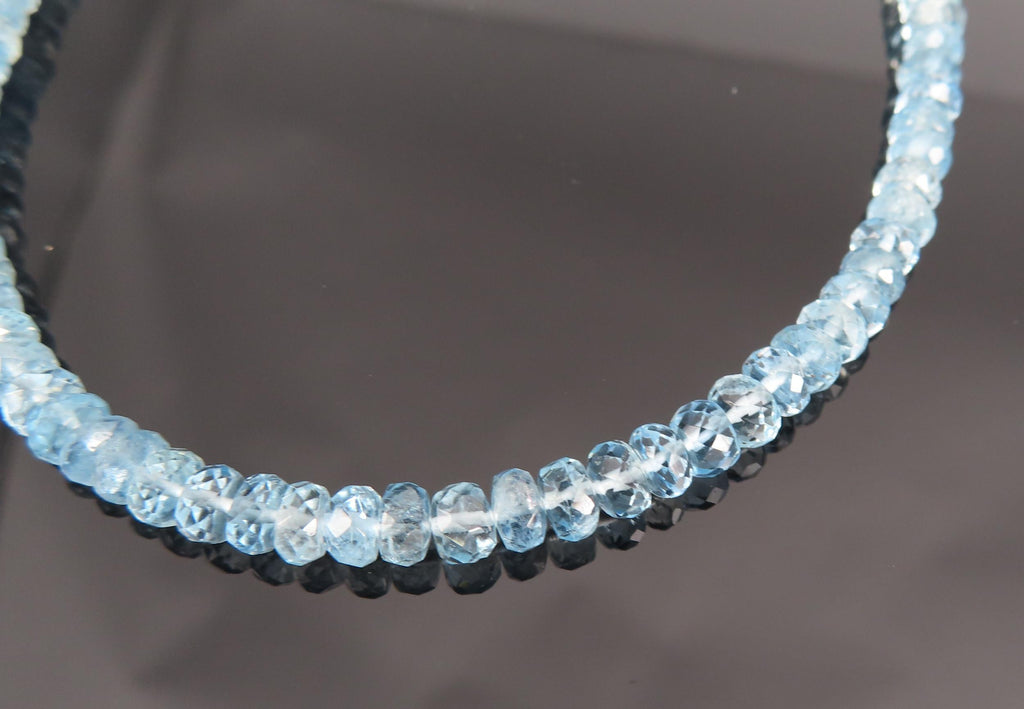 Estate 40ct 4.7mm Natural Aquamarine Bead 17" Sterling Silver Necklace, 12.9g