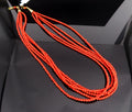 Natural Untreated Ox Blood Coral 2.5-2.9mm 5 layer 18K Yellow Gold 19" Necklace