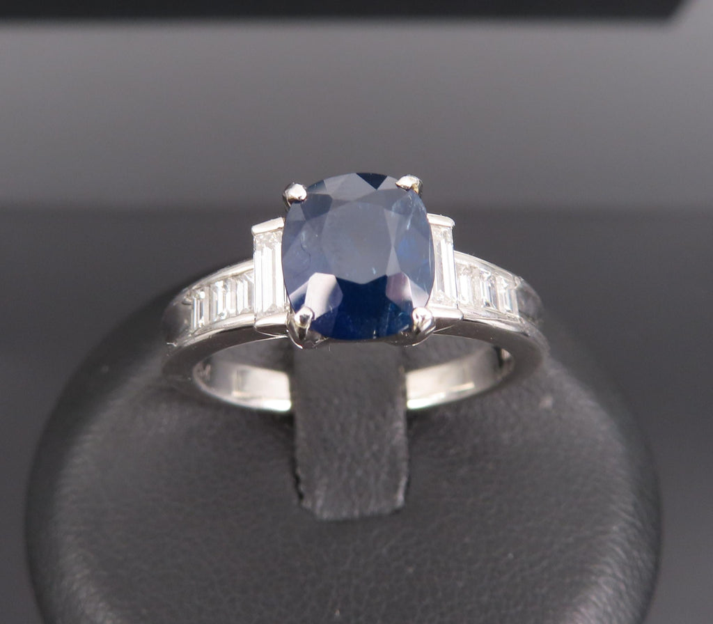 1.89ct GIA Burma No Heat Blue Sapphire & 0.54ct Diamond Platinum Ring Size 7.5